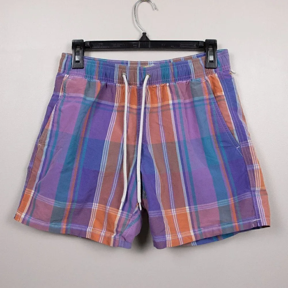 J Crew Yard Dyed plaid swim trunks-S